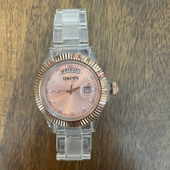 Drops Milano Rose Gold Plastic Acrylic Band Watch Stainless Steel Womens - Picture 7 of 9